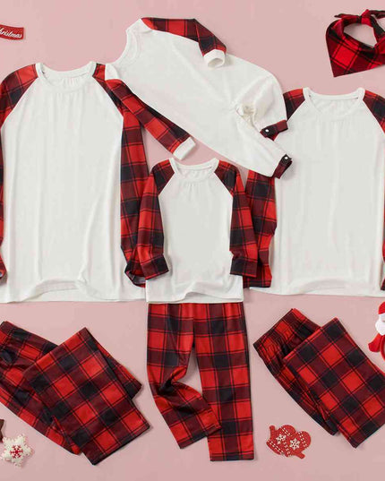 Raglan Sleeve Top and Plaid Pants Set