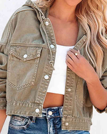 Hooded Dropped Shoulder Denim Jacket