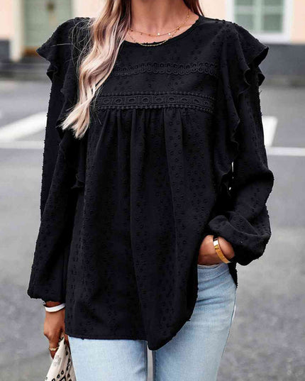 Round Neck Ruffled Blouse
