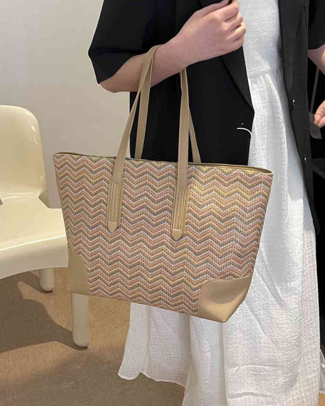 Chevron Straw Tote Bag
