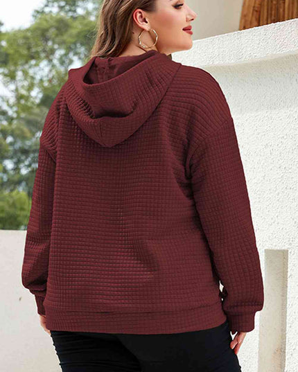 Plus Size Front Pocket Long Sleeve Hoodie