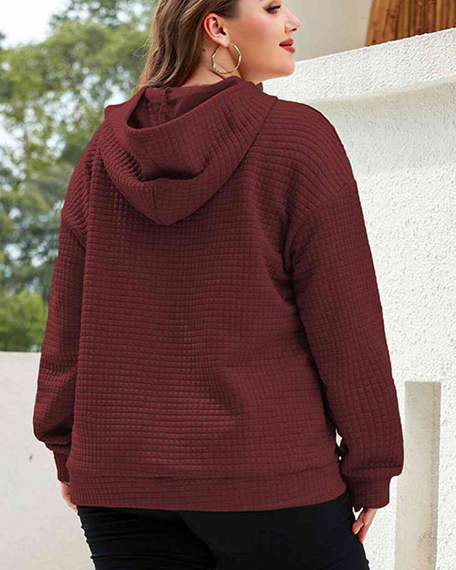 Plus Size Front Pocket Long Sleeve Hoodie