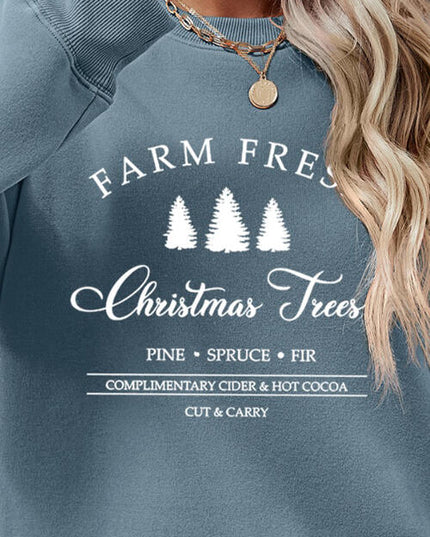 Graphic Round Neck Dropped Shoulder Sweatshirt
