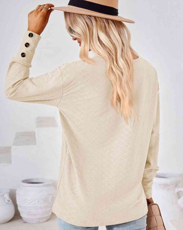 V-Neck Long Sleeve Blouse