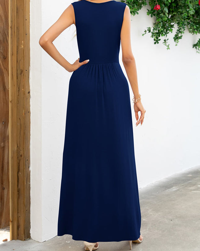 Surplice Neck Sleeveless Maxi Dress