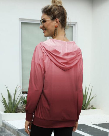 Gradient Long Sleeve Hoodie with Pocket