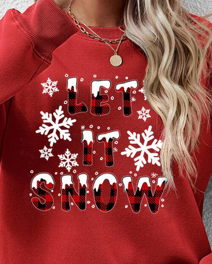 LET IT SNOW Round Neck Long Sleeve Sweatshirt