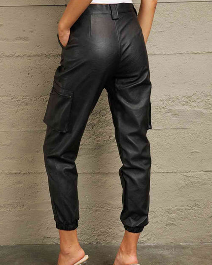 Kancan High Rise Faux Leather Joggers