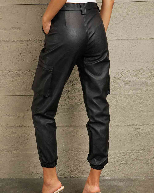 Kancan High Rise Faux Leather Joggers