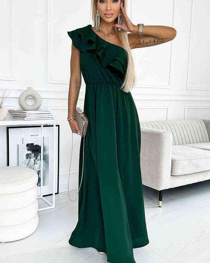 One-Shoulder Ruffled Maxi Dress