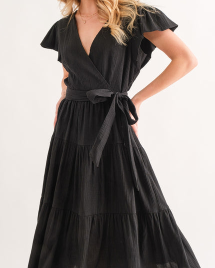 And The Why Textured Tiered Midi Dress