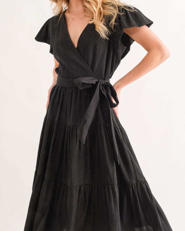And The Why Textured Tiered Midi Dress
