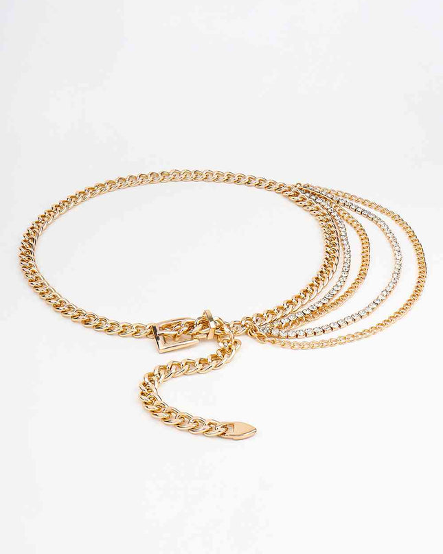 Rhinestone Decor Metal Chain Belt