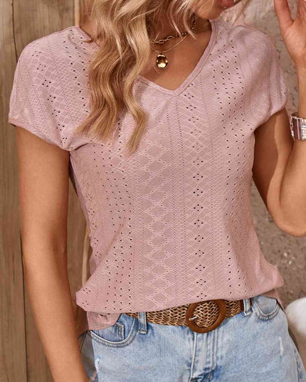 Twisted Open Back Eyelet Top