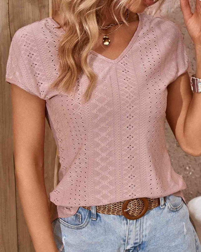 Twisted Open Back Eyelet Top