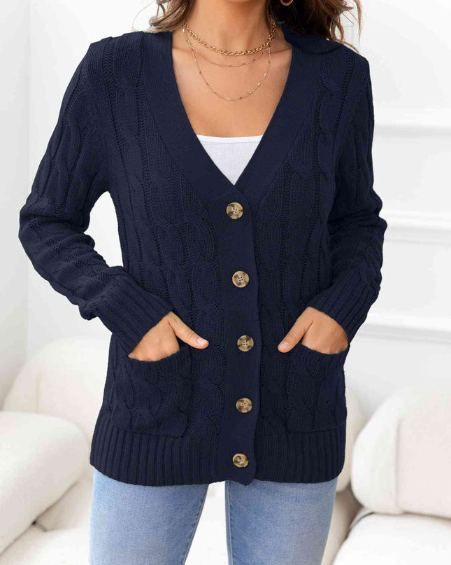 Button Down Cable-Knit Cardigan
