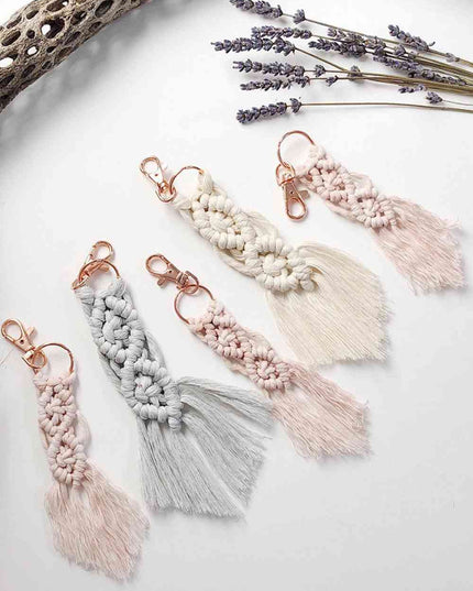 Assorted 4-Pack Macrame Fringe Keychain