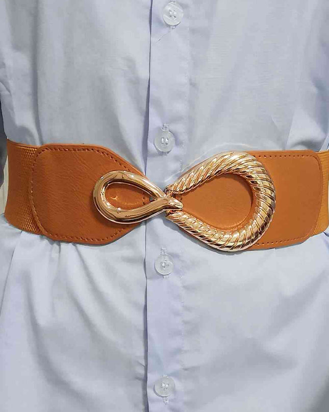 Ribbed Alloy Buckle Elastic Belt
