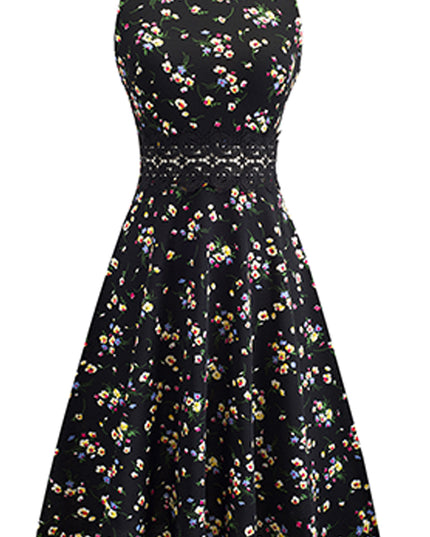 Printed Smocked Waist Sleeveless Dress