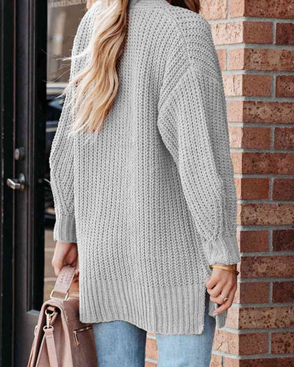 Full Size Button-Up V-Neck Long Sleeve Cardigan