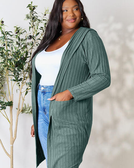 Basic Bae Full Size Hooded Sweater Cardigan