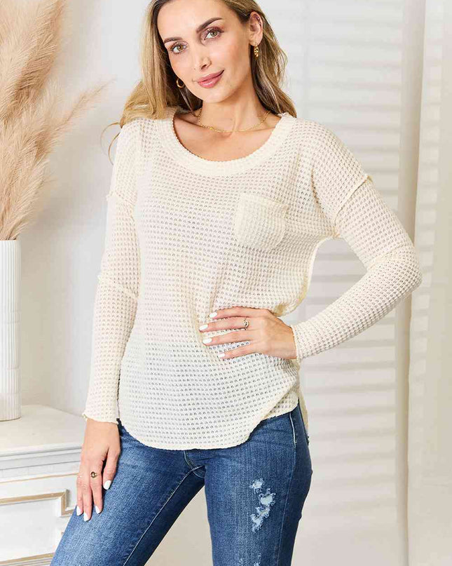 Culture Code Full Size Scoop Neck Patch Pocket Top