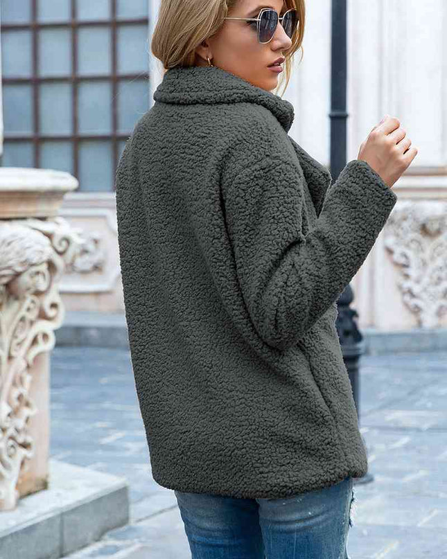 Full Size Lapel Collar Sherpa Coat