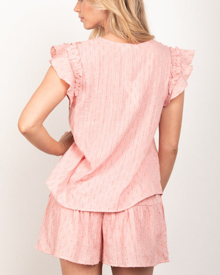 VERY J Ruffle Cap Sleeve Top & Shorts Set
