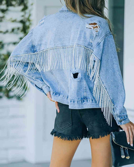 Distressed Fringe Denim Jacket