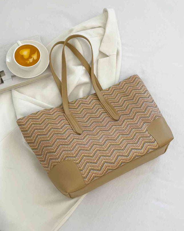Chevron Straw Tote Bag