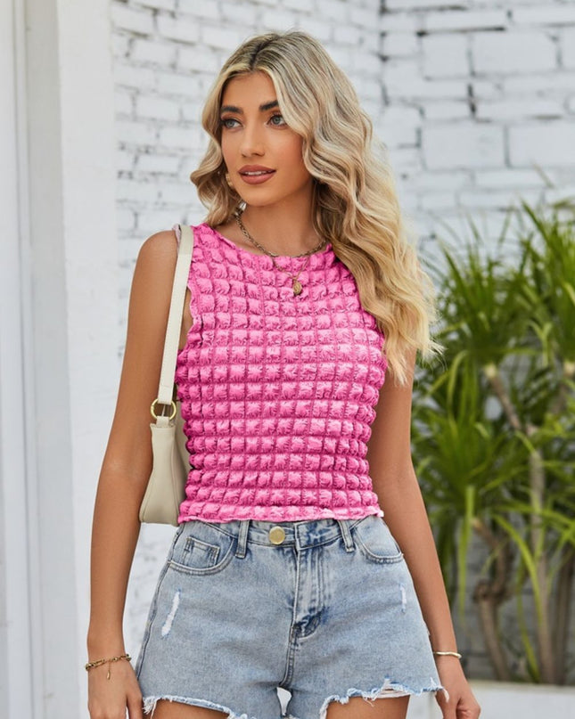 Textured Round Neck Tank