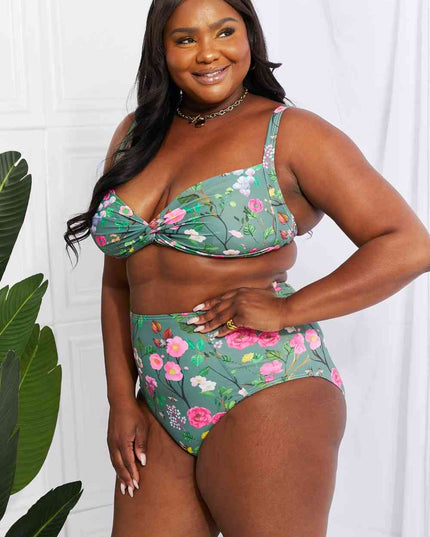 Marina West Swim Take A Dip Twist High-Rise Bikini in Sage