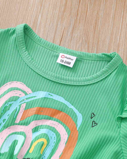 FEEL GOOD Graphic Flounce Sleeve Dress