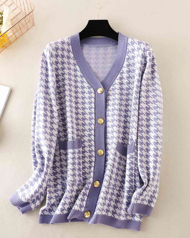 Houndstooth Button Down Cardigan