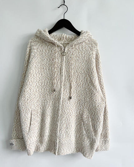 Zip Up Drawstring Long Sleeve Hooded Sweater