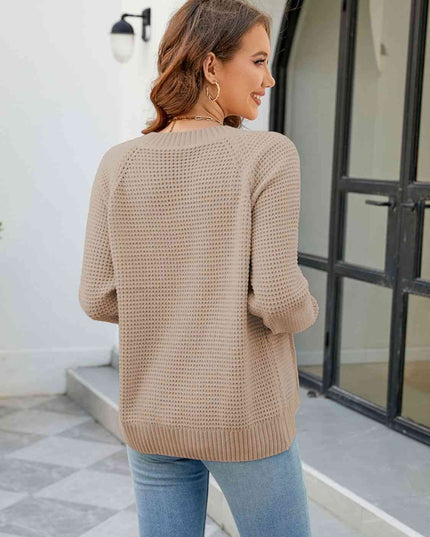 Zip-Up Round Neck Cardigan