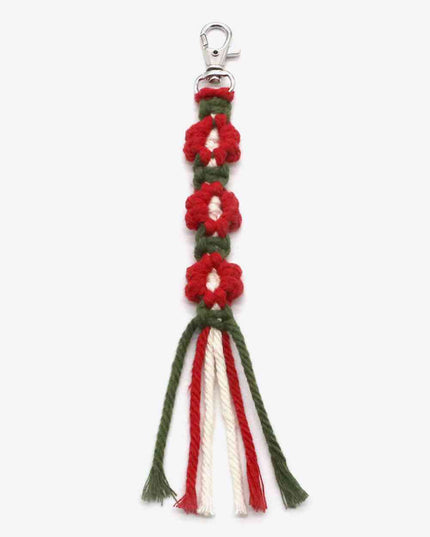 Assorted 4-Pack Hand-Woven Flower Keychain