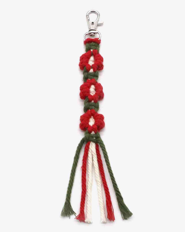 Assorted 4-Pack Hand-Woven Flower Keychain