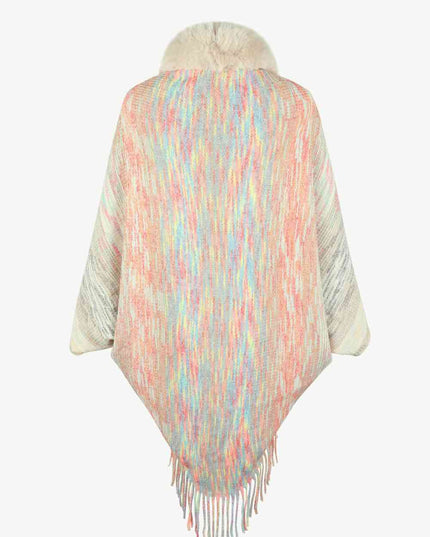 Open Front Fringe Hem Poncho