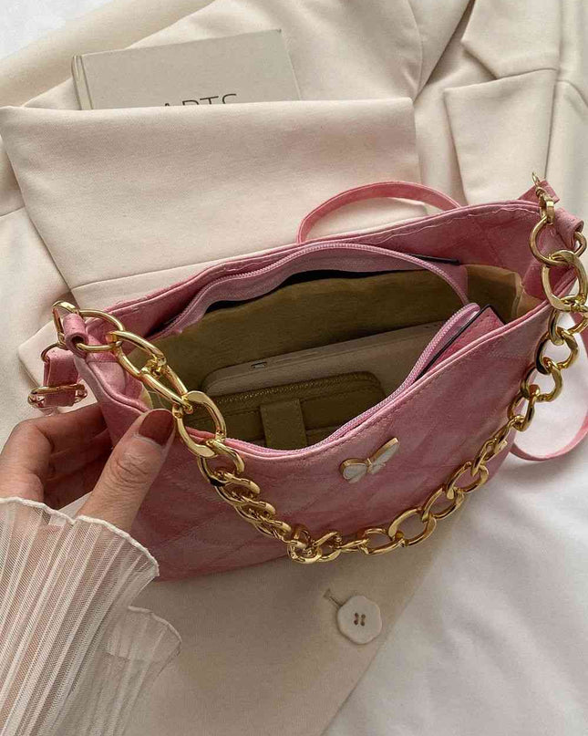 Butterfly Decor PU Leather Shoulder Bag