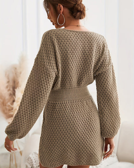 Round Neck Long Sleeve Sweater Dress