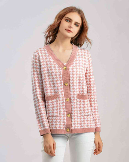 Houndstooth Button Down Cardigan