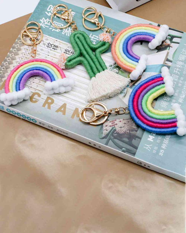 Assorted 4-Pack Hand-Woven Keychain with Clasp