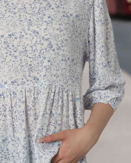 Floral Round Neck Peplum Blouse