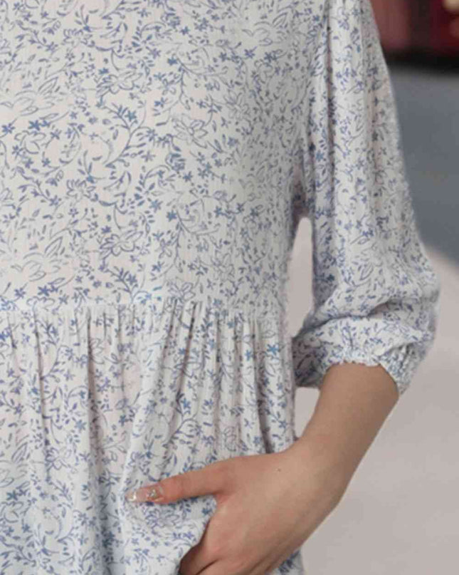 Floral Round Neck Peplum Blouse