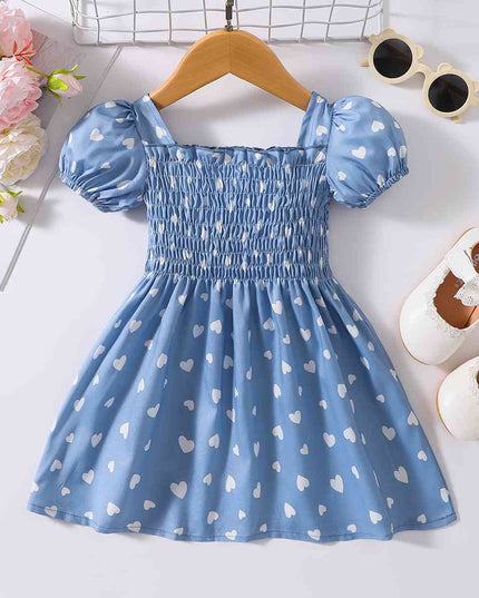 Printed Square Neck Smocked Dress