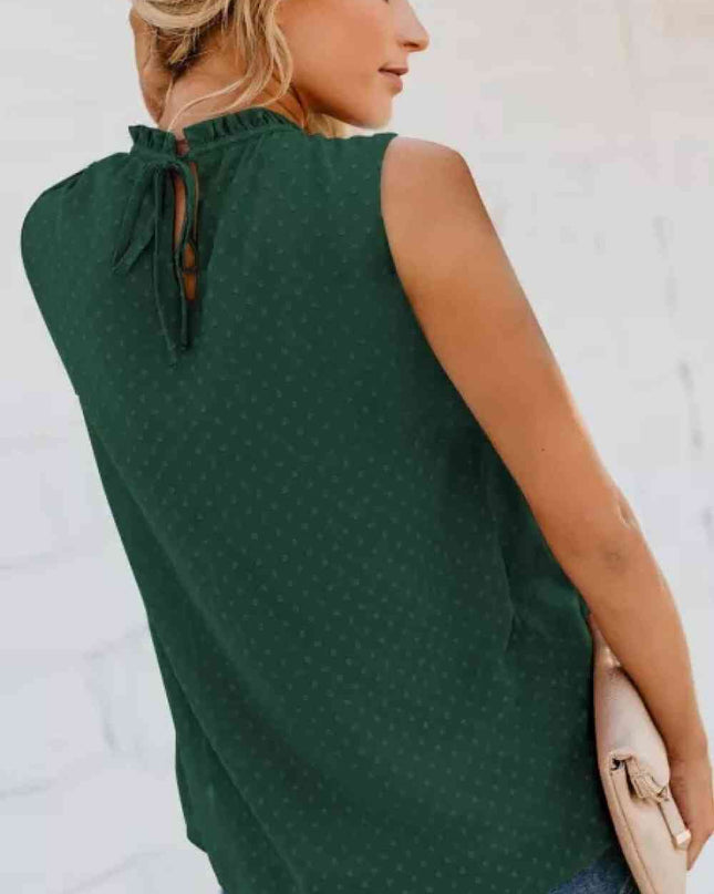 Smocked Tie Back Frill Trim Tank