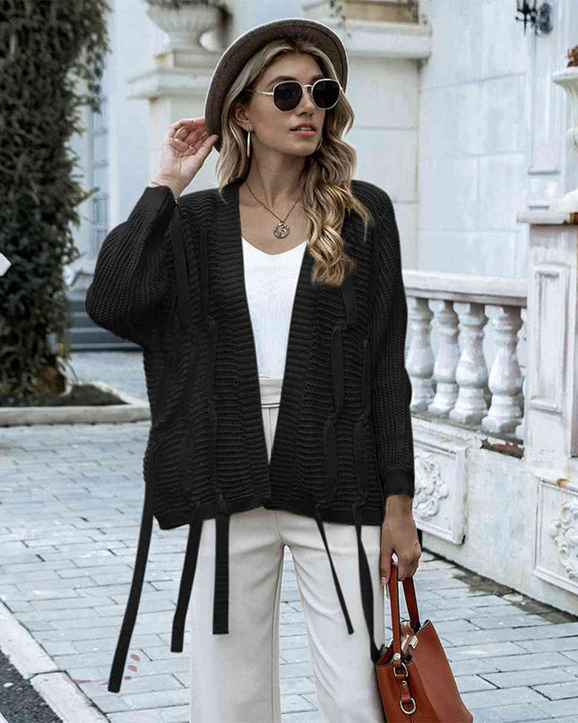 Open Front Strap Detail Cardigan
