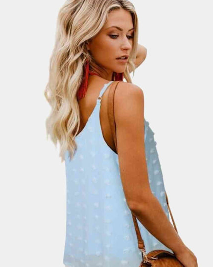 Swiss Dot V-Neck Buttoned Cami