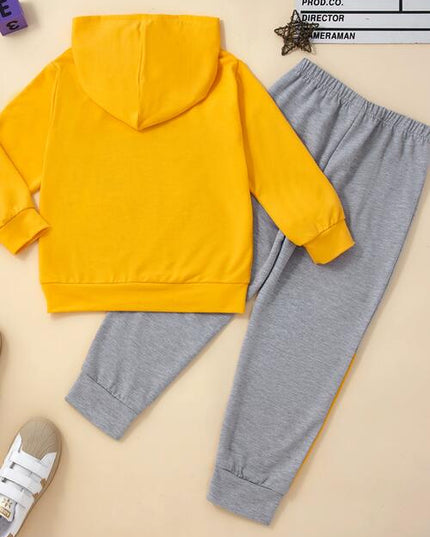 Graphic Hooded Top and Contrast Pants Set